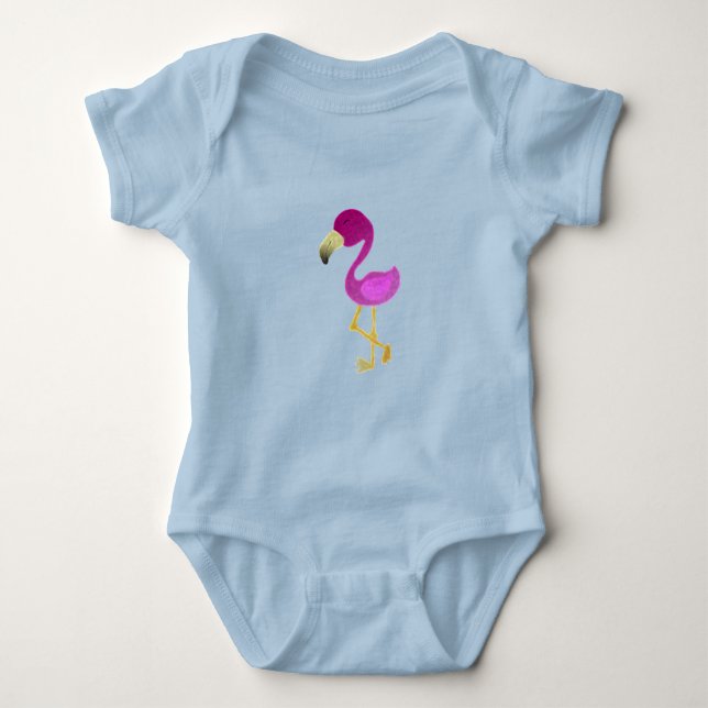Watercolor Flamingo Baby Strampler (Vorderseite)