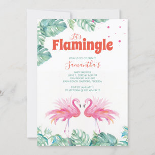 Watercolor Flamingo Babydusche Einladung
