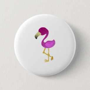 Watercolor Flamingo Button