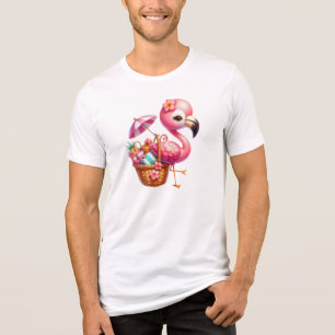Watercolor Flamingo Cartoon Clipart Tri-Blend Shirt