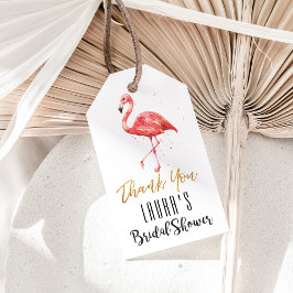 Watercolor Flamingo Gold Glitzer | BRAUTPARTY Geschenkanhänger