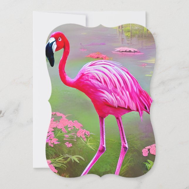 Watercolor Flamingo Graphic Mitteilungskarte (Vorderseite)