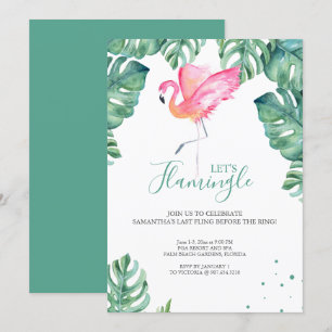 Watercolor Flamingo Junggeselinnen-Abschied Einladung