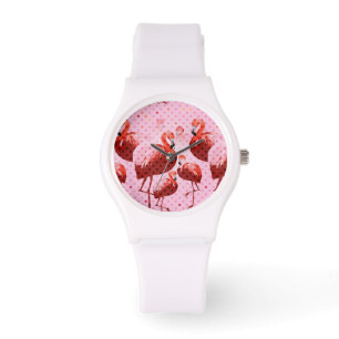 Watercolor Flamingo Muster Armbanduhr