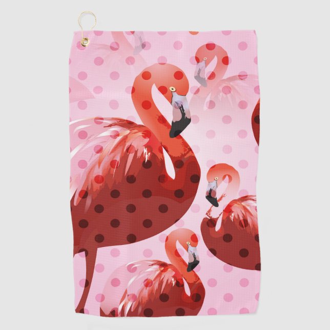 Watercolor Flamingo Muster Golfhandtuch (Vorderseite)
