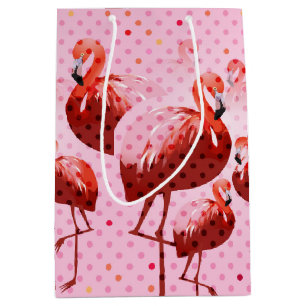 Watercolor Flamingo Muster Mittlere Geschenktüte
