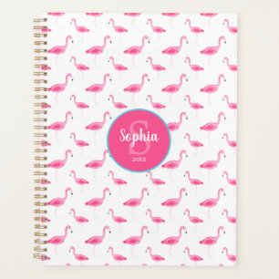 Watercolor Flamingo Muster Personalisiert Planer