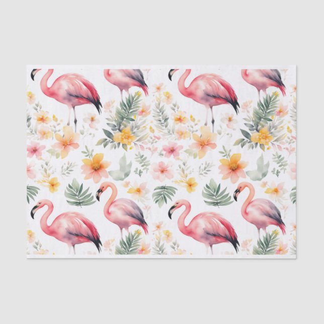 Watercolor Flamingo Pink Pattern Sommer Seidenpapier (Vorderseite)