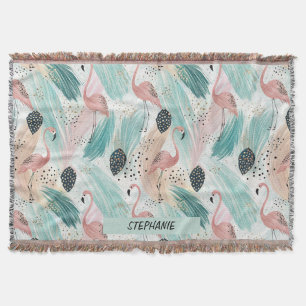 Watercolor Flamingo Tropisches Muster Decke