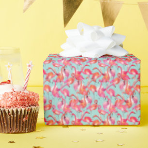 Watercolor Flamingos Gathered Geschenkpapier