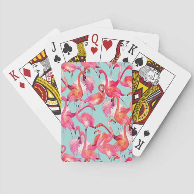 Watercolor Flamingos Gathered Spielkarten (Rückseite)