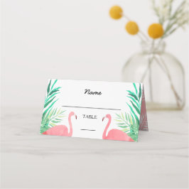Watercolor Flamingos Tropical Wedding Platzkarte