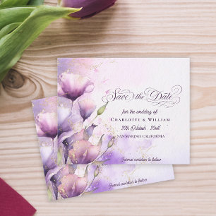 Watercolor Flieder Blumen Hochzeit Save the Date