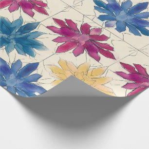 Watercolor-Fliesen-Blumen-Verpackungspapier Geschenkpapier