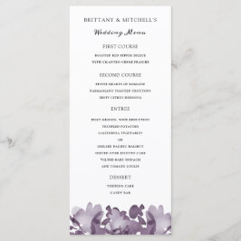 Watercolor Floral Améthyst Menu Mariage