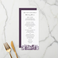 Watercolor Floral Améthyst Menu Mariage