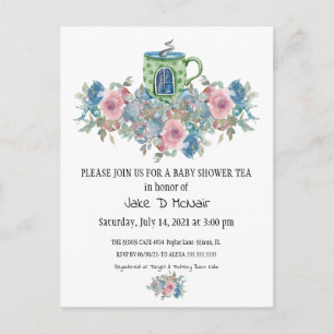 Watercolor Floral Baby Tea Party Invitation