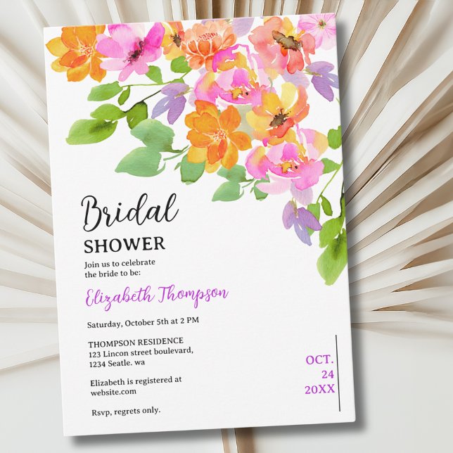 Watercolor Floral Boho Fall Bridal Shower Einladung (Von Creator hochgeladen)