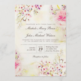Watercolor Floral Boho Vintage Hochzeit Einladung
