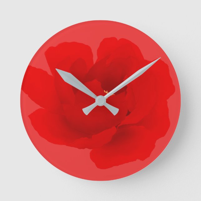 Watercolor Floral Crimson Red Peony Runde Wanduhr (Vorderseite)