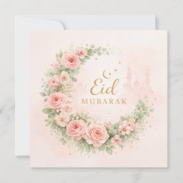 Watercolor Floral Eid Mubarak Karte – Romantische