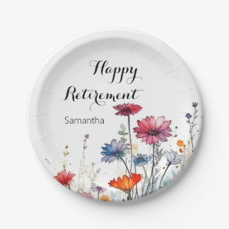 Watercolor Floral Elegant Retirement Party  Pappteller
