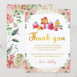 Watercolor Floral Garden Tea Party Carte de remerc