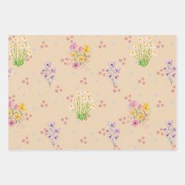  Watercolor Floral  Geschenkpapier Set