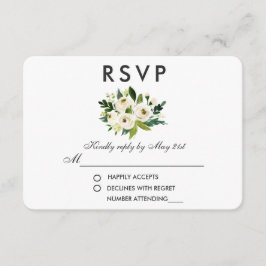 Watercolor Floral Green Wedding RSVP