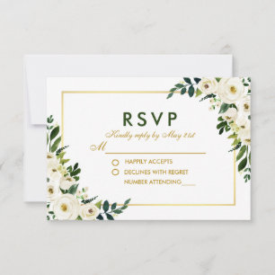 Watercolor Floral Green Wedding RSVP GB