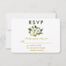 Watercolor Floral Green Wedding RSVP GG