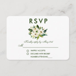 Watercolor Floral Green Wedding RSVP GS