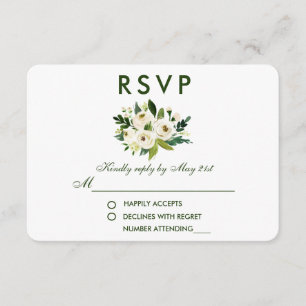 Watercolor Floral Green Wedding RSVP GS