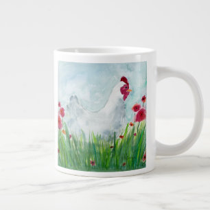 Watercolor Floral Hen Jumbo-Tasse