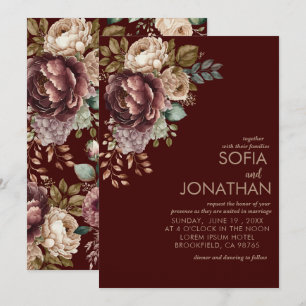 Watercolor floral hiver mariage Invitation