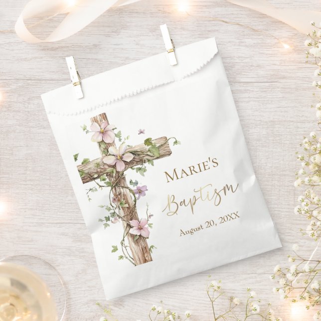 Watercolor Floral Holy Cross Baptism Geschenktütchen (Ausgeschnitten)