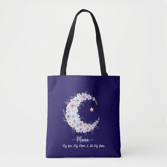 Watercolor Floral Moon Mama Tasche (Vorderseite)