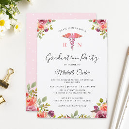 Watercolor Floral Nursing School Graduation Party Einladung