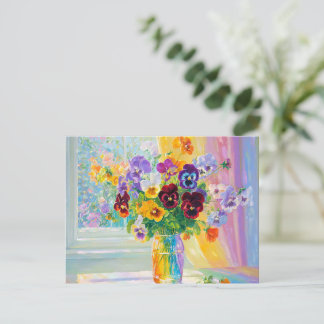 Watercolor Floral Pansies Postkarte