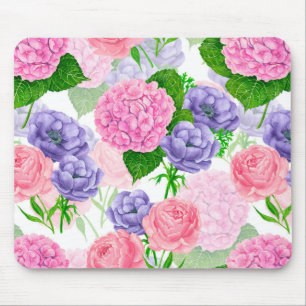 Watercolor floral pattern mousepad