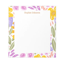 Watercolor Floral Pattern Pretty Personalized Notizblock