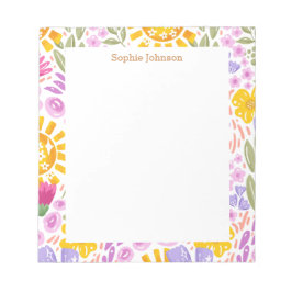 Watercolor Floral Pattern Pretty Personalized Notizblock