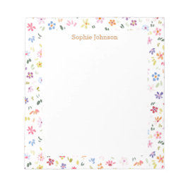 Watercolor Floral Pattern Pretty Personalized Notizblock