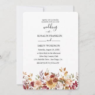 watercolor floral rustic wedding einladung