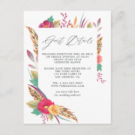 Watercolor Floral Safari Hochzeitshilfsdetails Begleitkarte