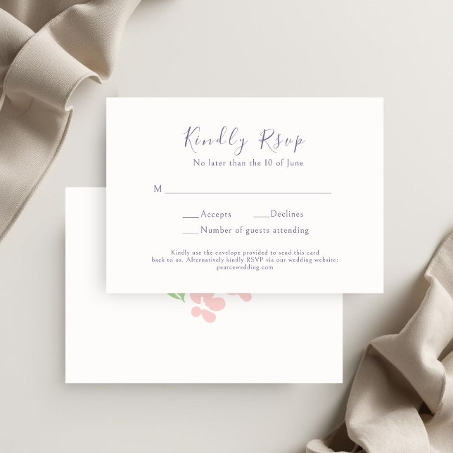 Watercolor Floral Script Wedding  RSVP Card Karte (Von Creator hochgeladen)