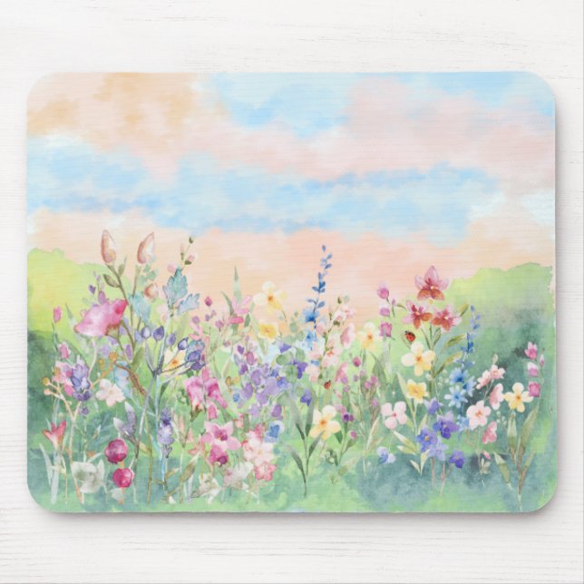 Watercolor floral Spring Ladybug Mousepad (Vorne)