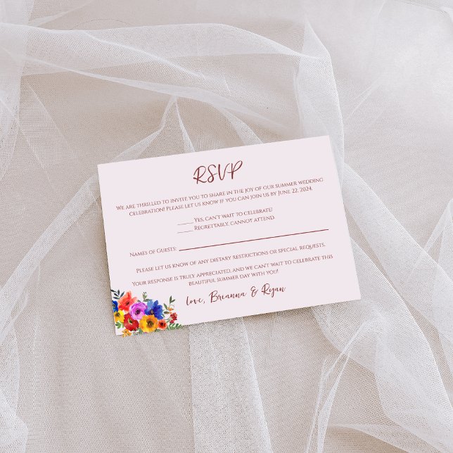Watercolor Floral Summer Wedding RSVP Card (Von Creator hochgeladen)