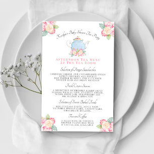 Watercolor Floral Tea Party   Menu Baby shower
