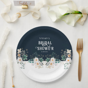 Watercolor Floral Tief Im Traum Brautdusche Pappteller